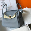 Hermes Lindy 26cm Designer Tote Shoulder Bags Blue Gold - luxibagsmall