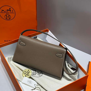 Hermes Lychee pattern Kelly Elan Clutch Bag H232006 - Gold - View 13
