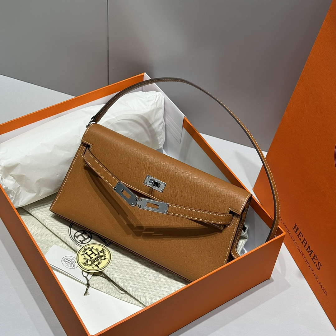Hermes Lychee pattern Kelly Elan Clutch Bag H232008 - Gold - View 6