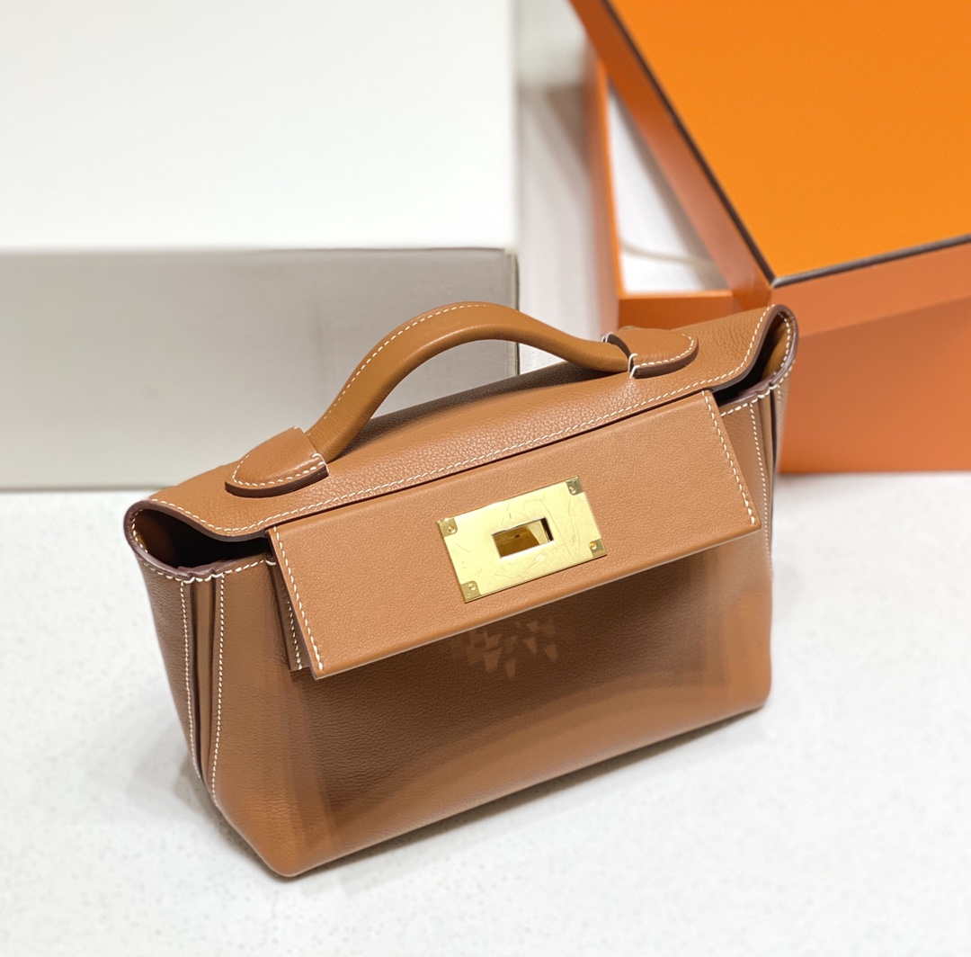 Hermes Mini 2424 Leather 21cm H230262 Brown