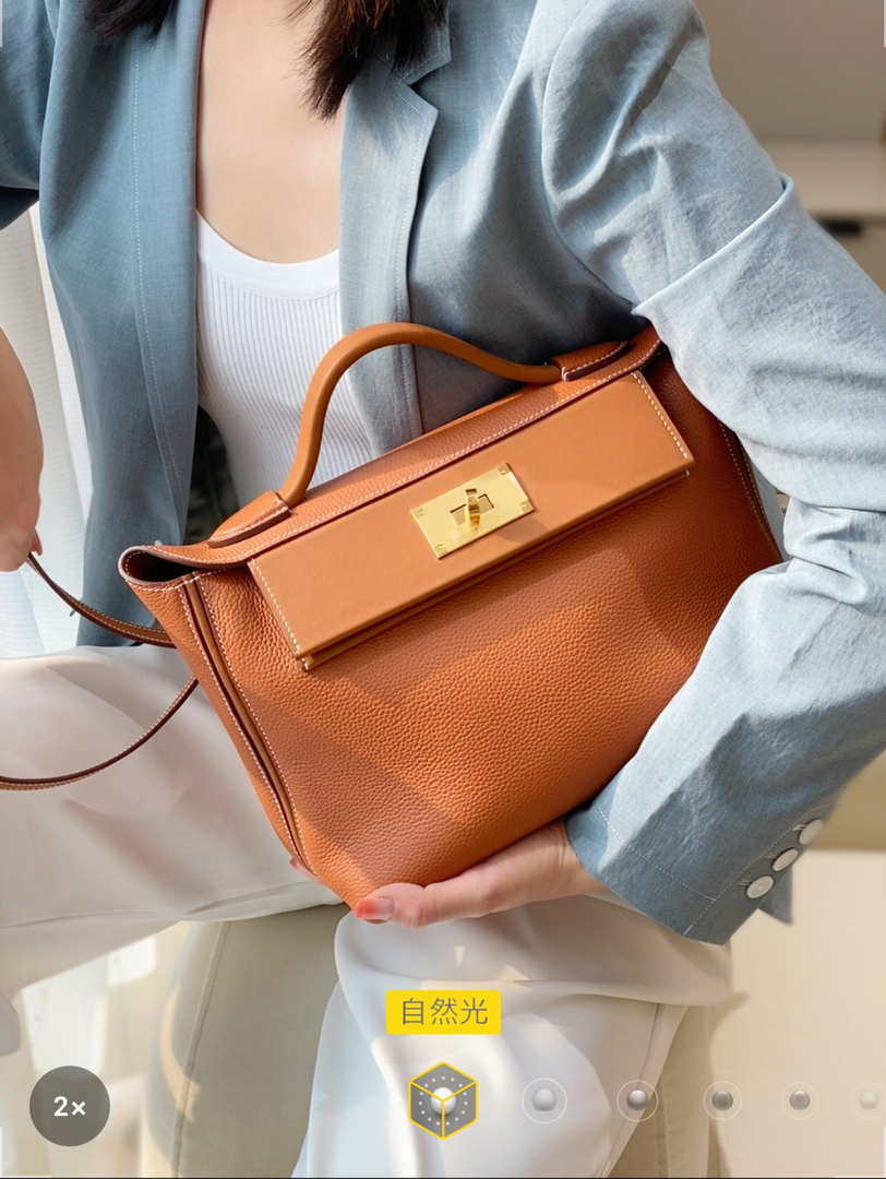 Hermes Mini 2424 Leather 21cm H230262 Brown