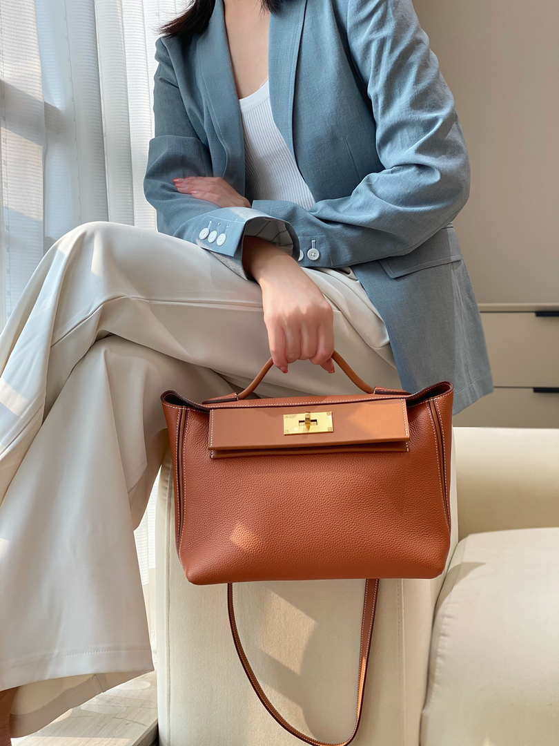 Hermes Mini 2424 Leather 21cm H230262 Brown
