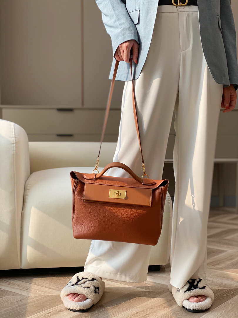 Hermes Mini 2424 Leather 21cm H230262 Brown