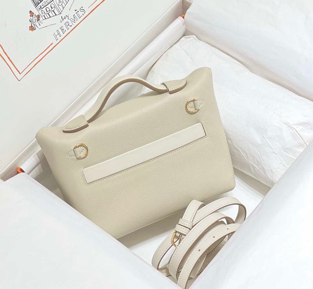 Hermes Mini Kelly 2424 Leather 21cm H230264 White