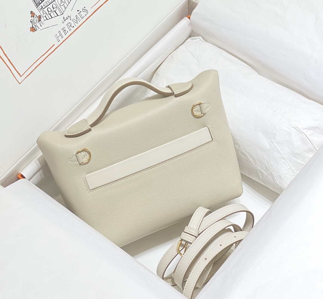 Hermes Mini Kelly 2424 Leather 21cm H230264 White