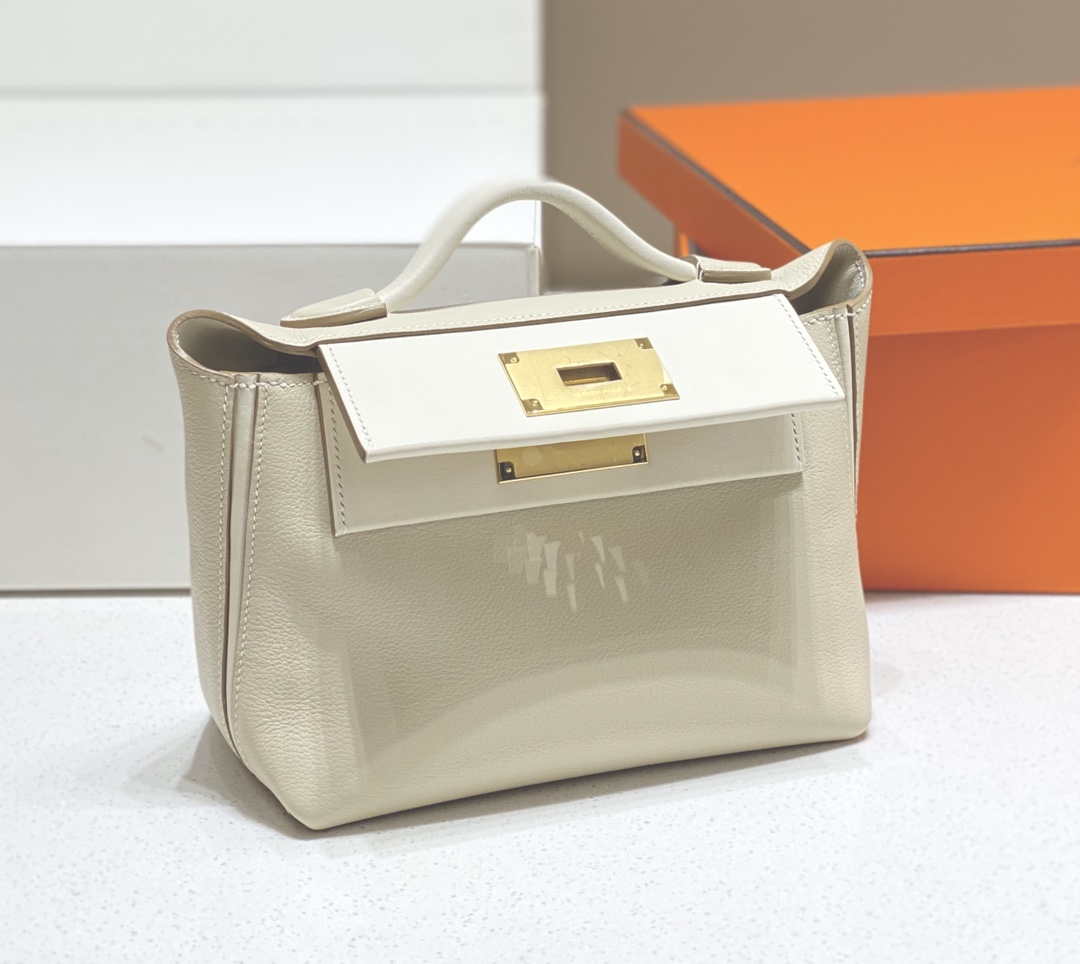 Hermes Mini Kelly 2424 Leather 21cm H230264 White