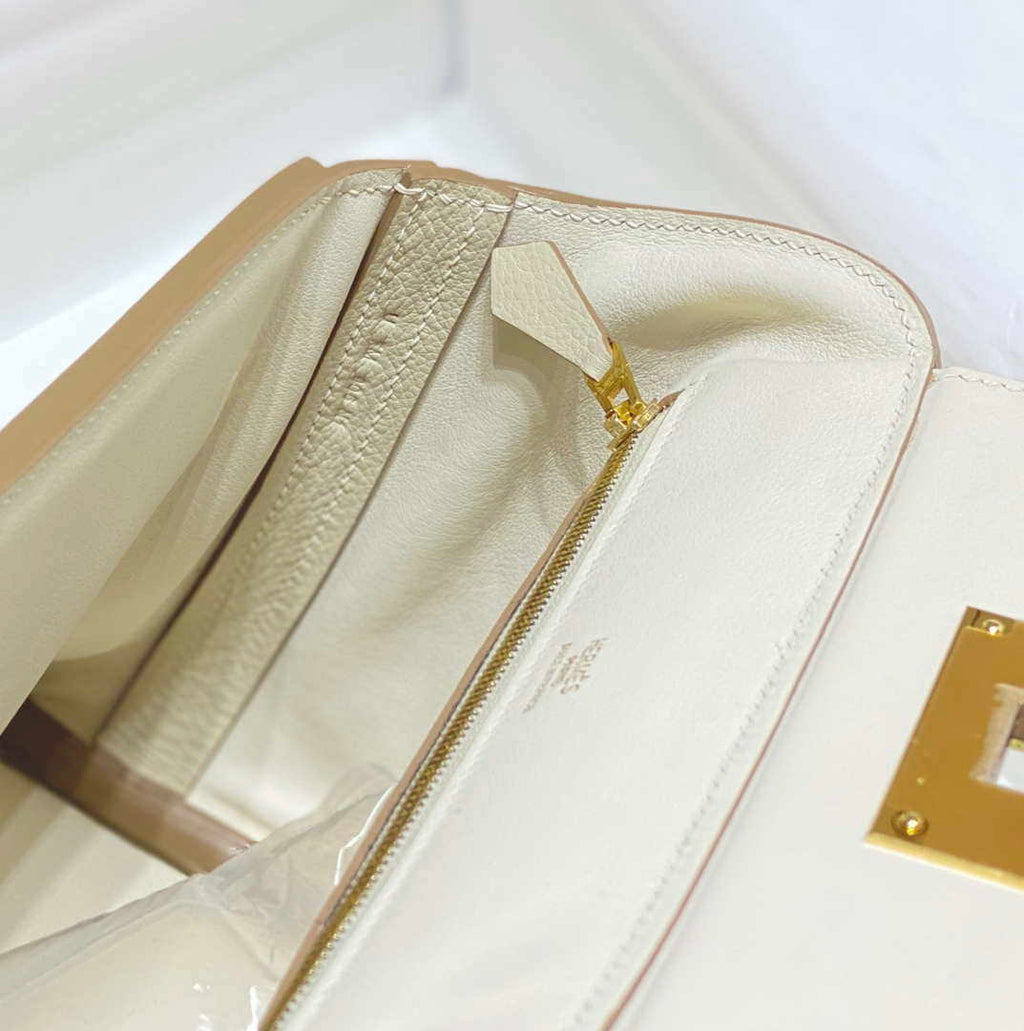 Hermes Mini Kelly 2424 Leather 21cm H230264 White