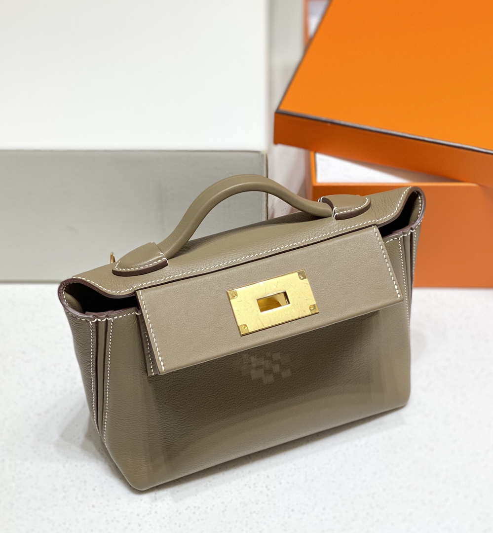 Hermes Mini Kelly 2424 Leather 21cm H230265 Elephant gray