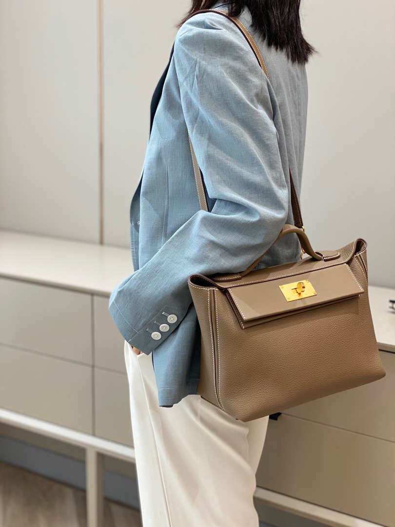 Hermes Mini Kelly 2424 Leather 21cm H230265 Elephant gray