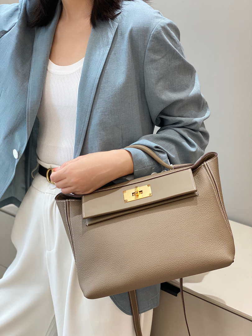 Hermes Mini Kelly 2424 Leather 21cm H230265 Elephant gray