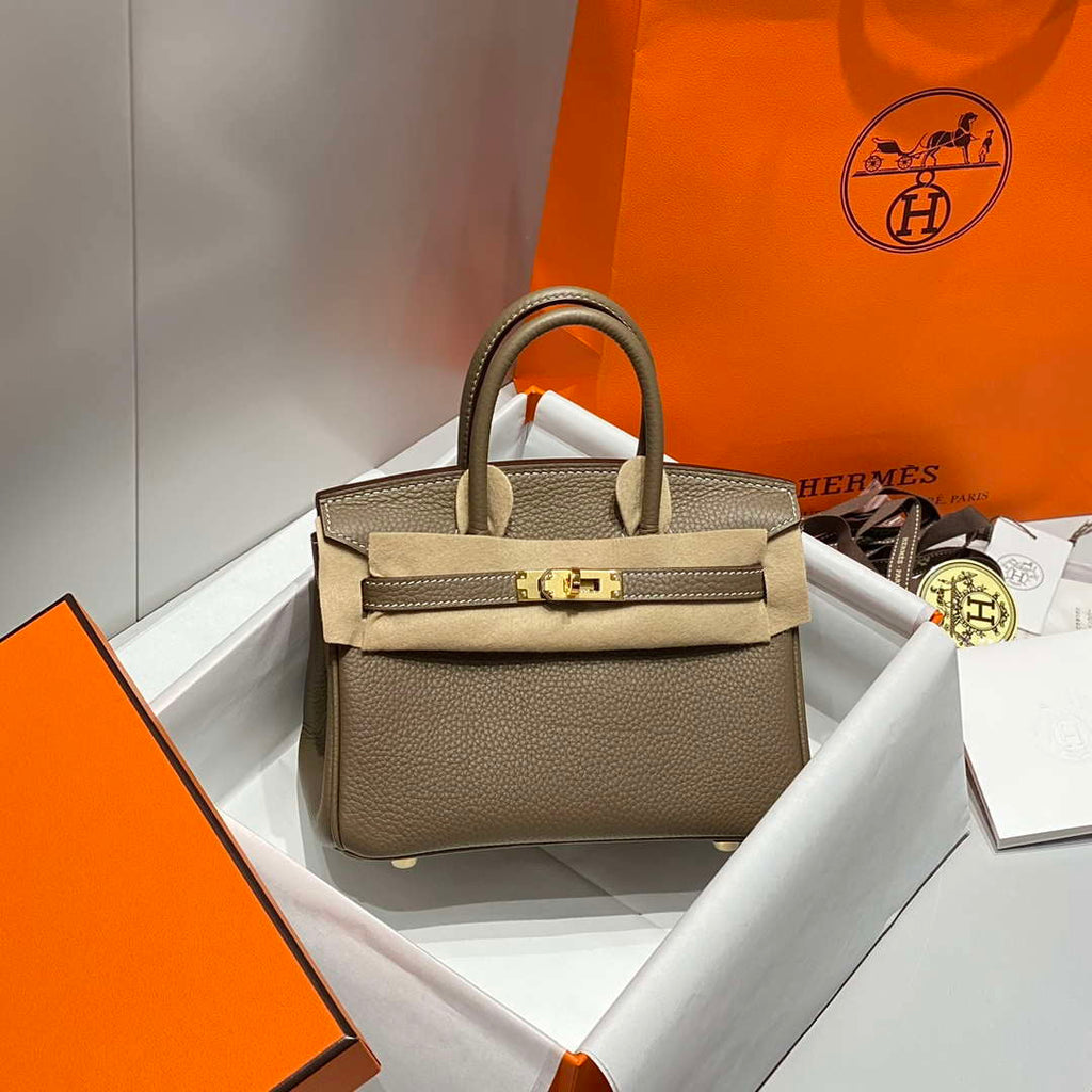 Hermes Mini Birkin Designer Tote Bag Togo Leather 20CM H28410