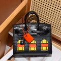 Hermes Mini Birkin Tote Bag Sac Faubourg Black Matte Alligator Black Hardware 20CM H28501 - Default Title - View 1