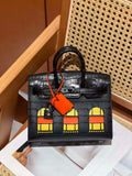 Hermes Mini Birkin Tote Bag Sac Faubourg Black Matte Alligator Black Hardware 20CM H28501