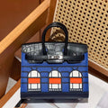 Hermes Mini Birkin Tote Bag Sac Faubourg Blue Matte Alligator Silver Hardware 20CM H28502 - Default Title - View 1