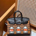 Hermes Mini Birkin Tote Bag Sac Faubourg Brown Matte Alligator Silver Hardware 20CM H28503 - Default Title - View 1