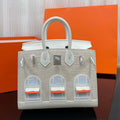Hermes Mini Birkin Tote Bag Sac Faubourg White Matte Alligator Silver Hardware 20CM H28504 - Default Title - View 1