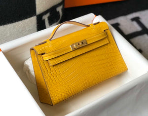 Hermes Mini Kelly Pouchette Crocodile Leather H230233 Yellow - Default Title - View 4