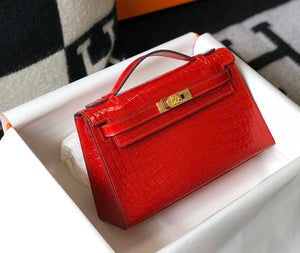 Hermes Mini Kelly Pouchette Crocodile Leather H230235 Red - Default Title - View 4