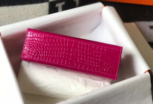 Hermes Mini Kelly Pouchette Crocodile Leather H230236 Rose Red - Default Title - View 8