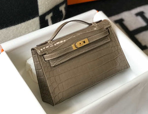 Hermes Mini Kelly Pouchette Crocodile Leather H230237 Oragano - Default Title - View 4