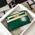 Hermes Mini Kelly Pouchette Crocodile Leather H230238 Green