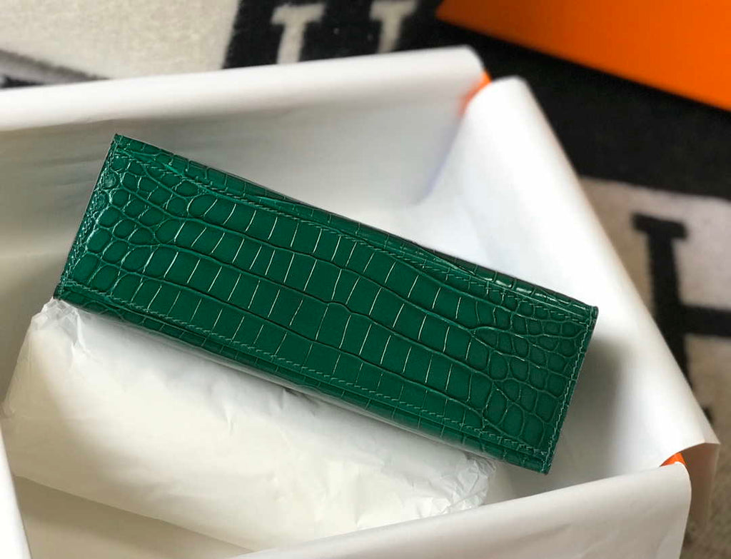 Hermes Mini Kelly Pouchette Crocodile Leather H230238 Green