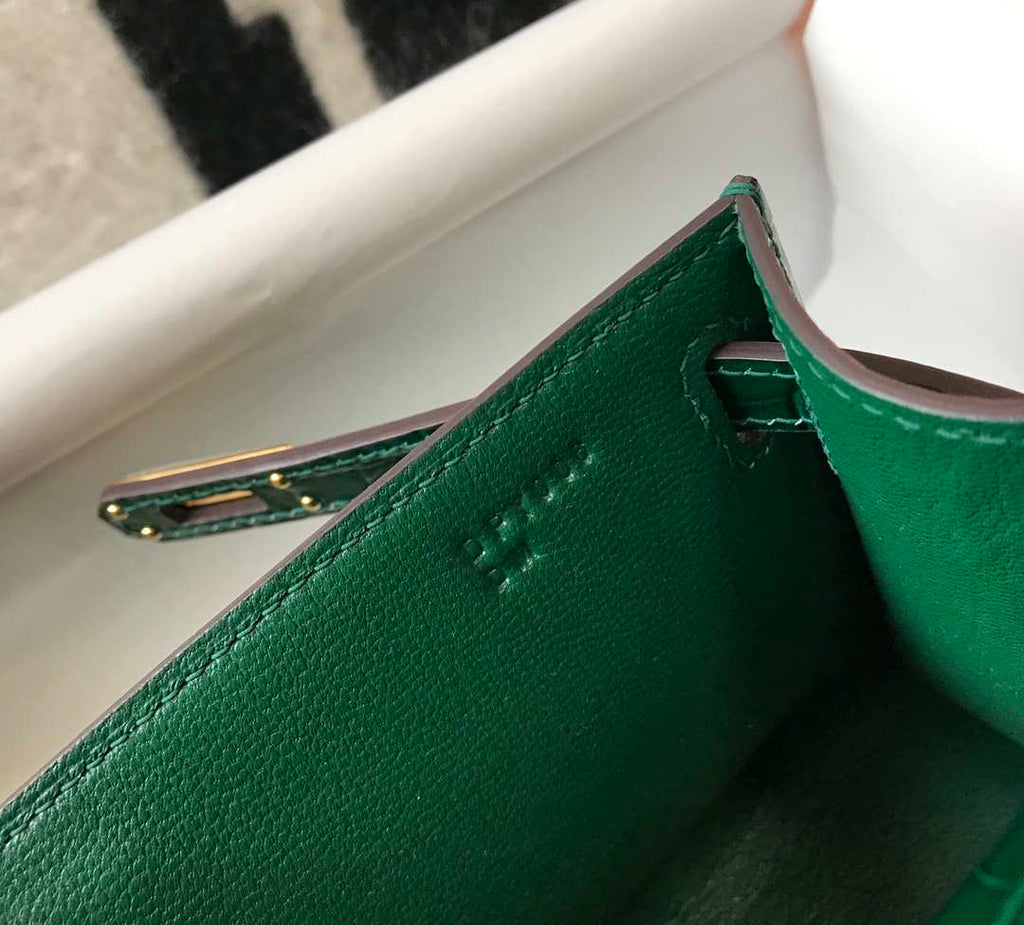 Hermes Mini Kelly Pouchette Crocodile Leather H230238 Green