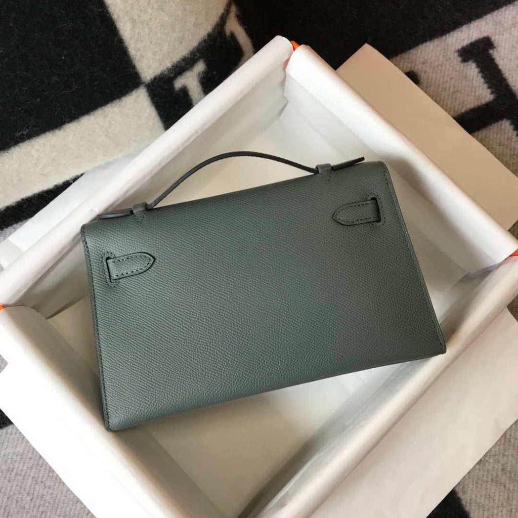 Hermes Mini Kelly Pouchette Epsom Leather H230231 Almond green