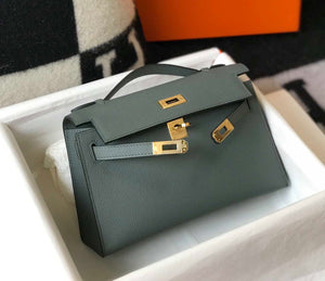 Hermes Mini Kelly Pouchette Epsom Leather H230231 Almond green - Default Title - View 3