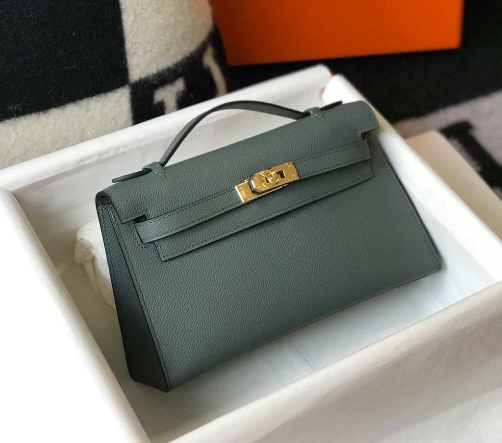 Hermes Mini Kelly Pouchette Epsom Leather H230231 Almond green