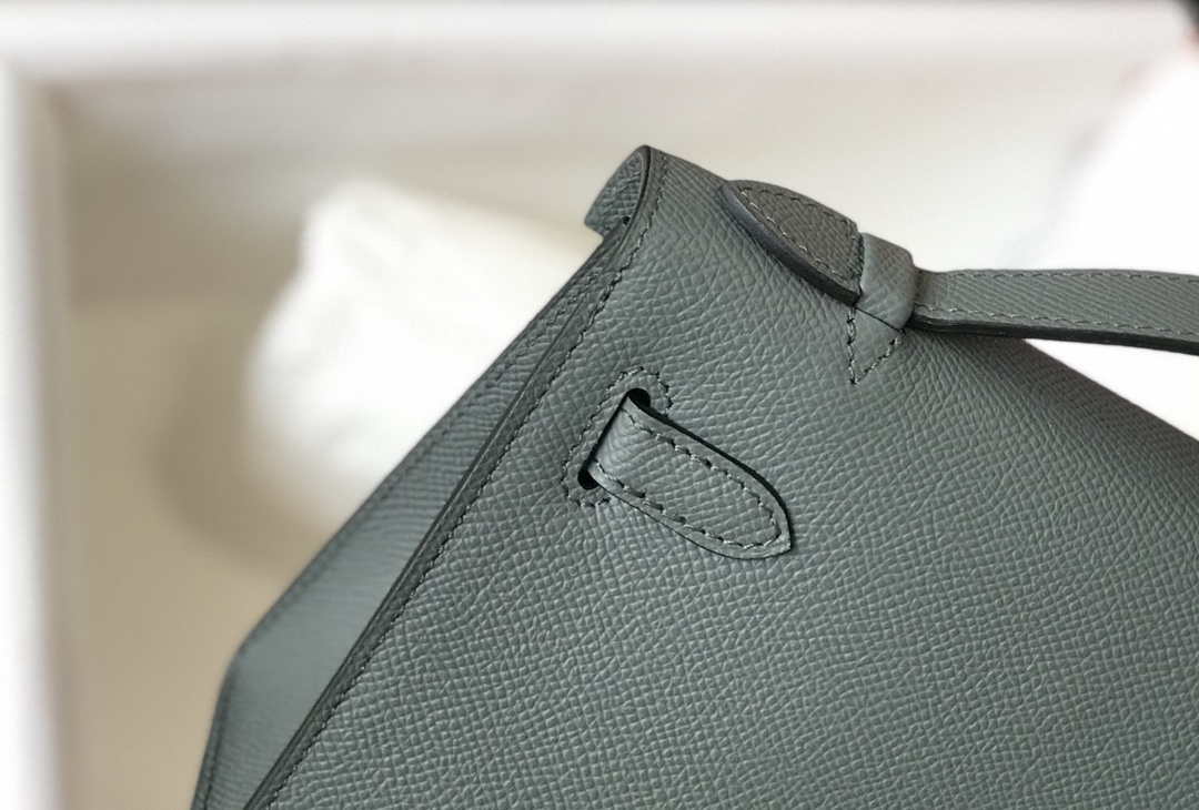 Hermes Mini Kelly Pouchette Epsom Leather H230231 Almond green - Default Title - View 7