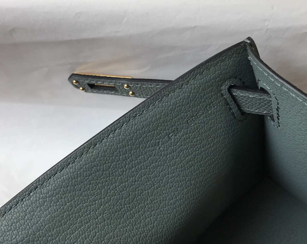 Hermes Mini Kelly Pouchette Epsom Leather H230231 Almond green - Default Title - View 8