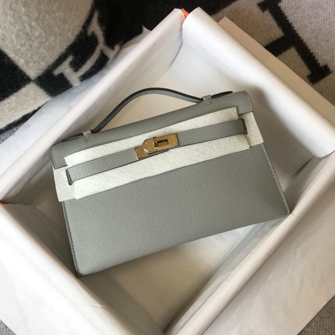 Hermes Mini Kelly Pouchette Epsom Leather H230232 Glacier Blue - Default Title - View 1