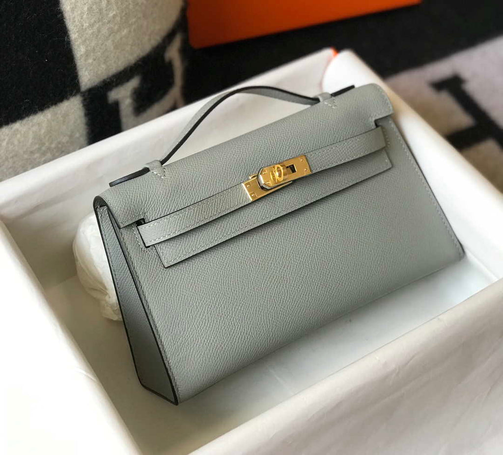 Hermes Mini Kelly Pouchette Epsom Leather H230232 Glacier Blue
