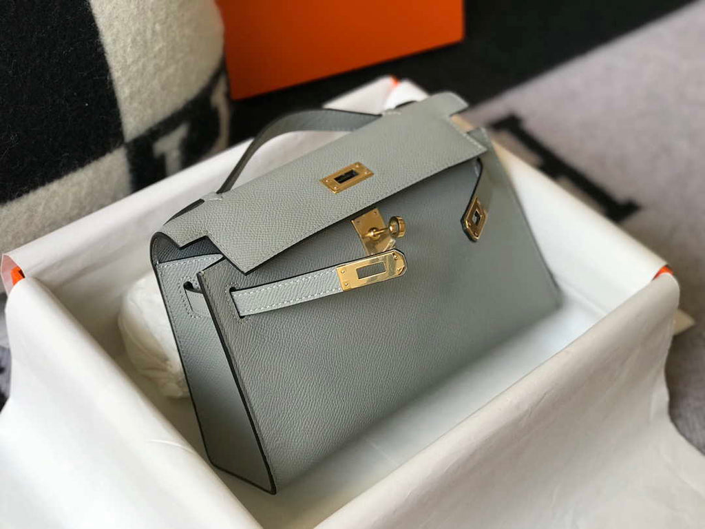 Hermes Mini Kelly Pouchette Epsom Leather H230232 Glacier Blue