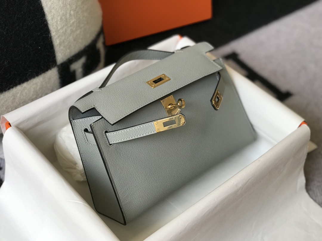 Hermes Mini Kelly Pouchette Epsom Leather H230232 Glacier Blue