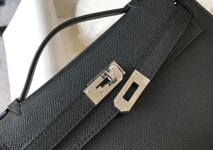 Hermes Mini Kelly Pouchette Epsom Leather H230240 Black Silver - Default Title - View 7