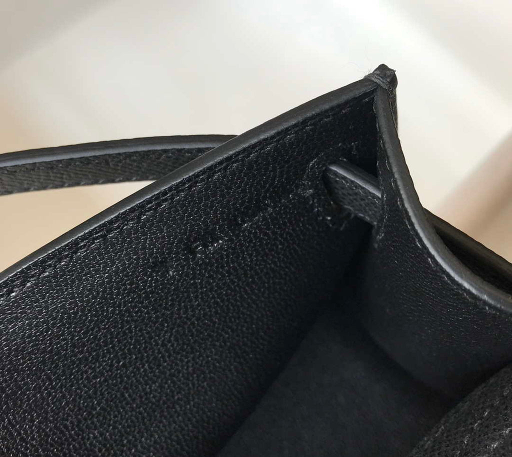 Hermes Mini Kelly Pouchette Epsom Leather H230240 Black Silver