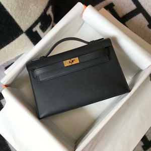 Hermes Mini Kelly Pouchette Epsom Leather H230241 Black Gold - Default Title - View 4