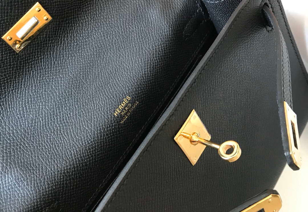 Hermes Mini Kelly Pouchette Epsom Leather H230241 Black Gold