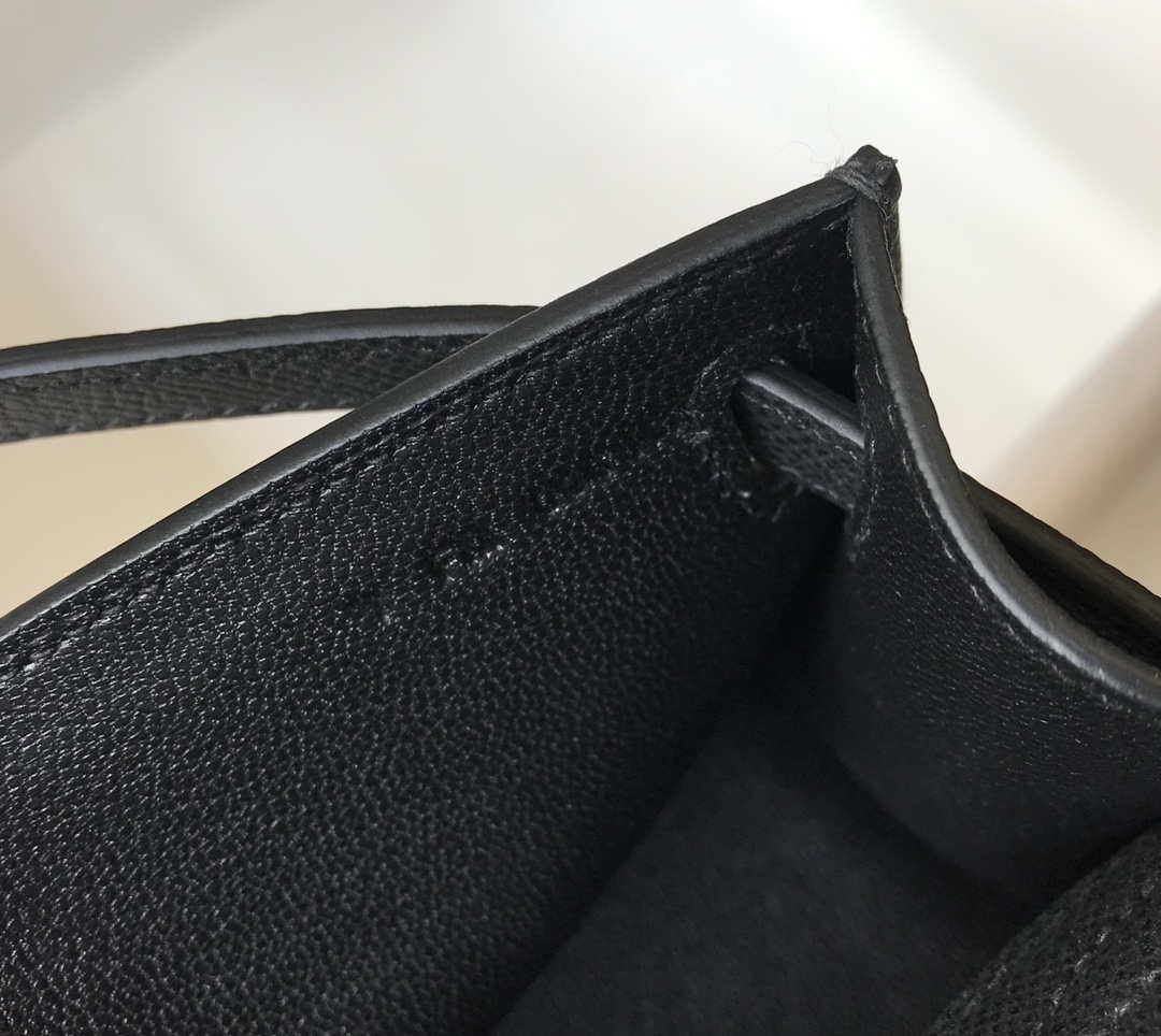Hermes Mini Kelly Pouchette Epsom Leather H230241 Black Gold - Default Title - View 7