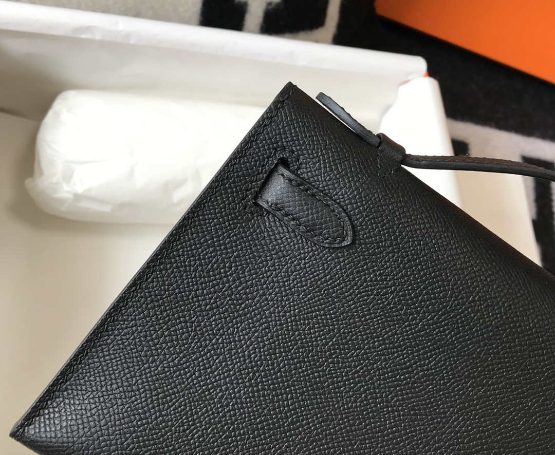 Hermes Mini Kelly Pouchette Epsom Leather H230241 Black Gold - Default Title - View 8