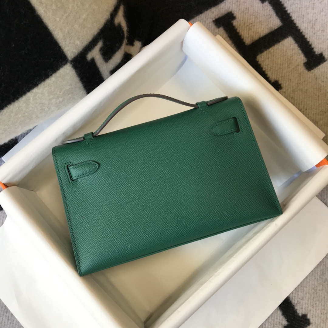 Hermes Mini Kelly Pouchette Epsom Leather H230242 Green