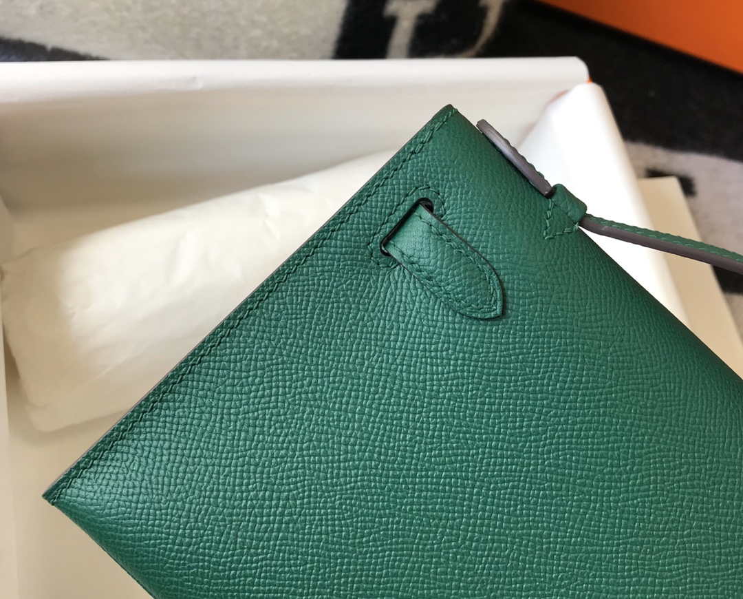 Hermes Mini Kelly Pouchette Epsom Leather H230242 Green - Default Title - View 7