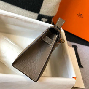 Hermes Mini Kelly Pouchette H230223 Epsom Leather Elephant Grey - Default Title - View 5
