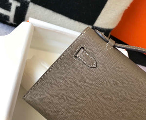 Hermes Mini Kelly Pouchette H230223 Epsom Leather Elephant Grey - Default Title - View 6