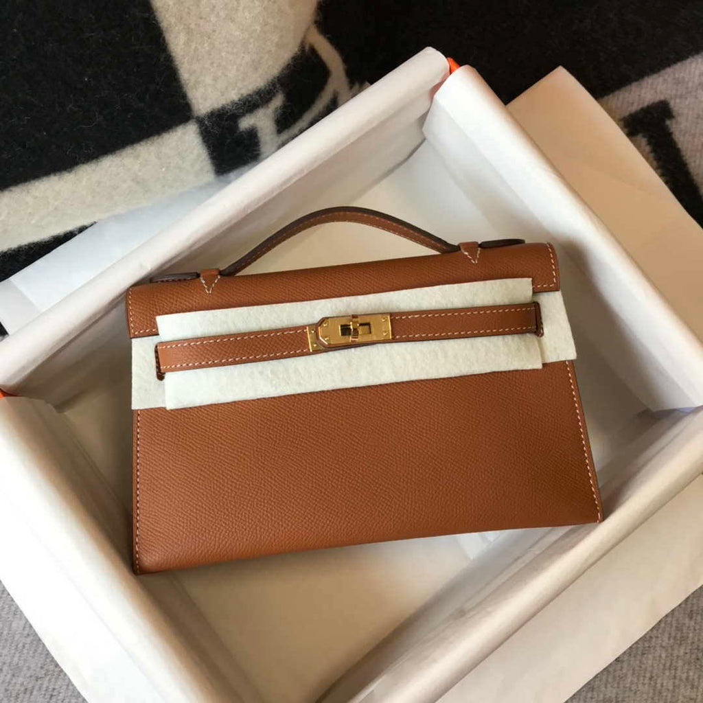 Hermes Mini Kelly Pouchette H230223 Epsom Leather Brown