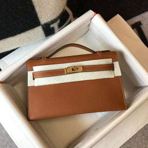 Hermes Mini Kelly Pouchette H230223 Epsom Leather Brown - Default Title - View 1