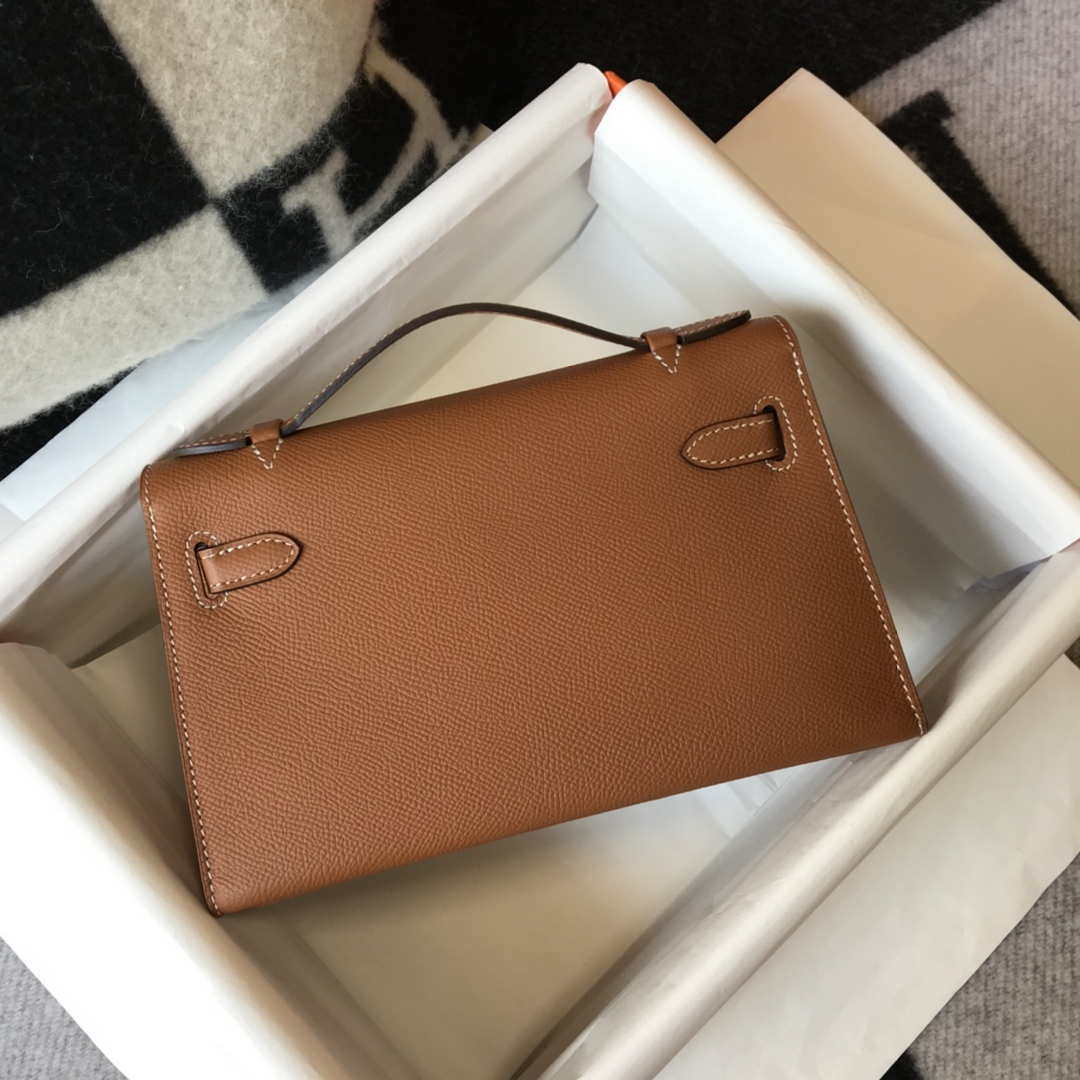 Hermes Mini Kelly Pouchette H230223 Epsom Leather Brown