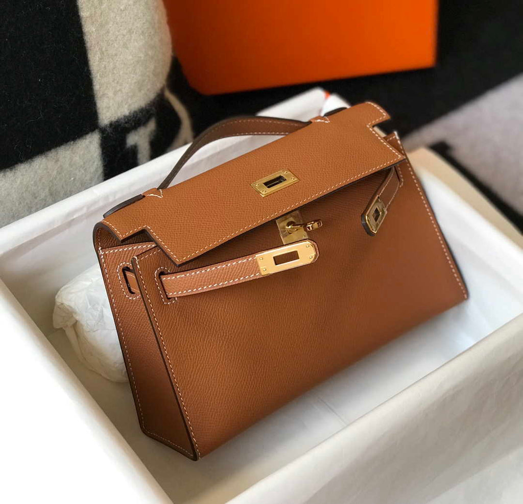 Hermes Mini Kelly Pouchette H230223 Epsom Leather Brown